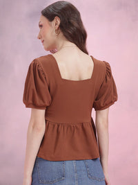 DressBerry Puff Sleeve Peplum Top