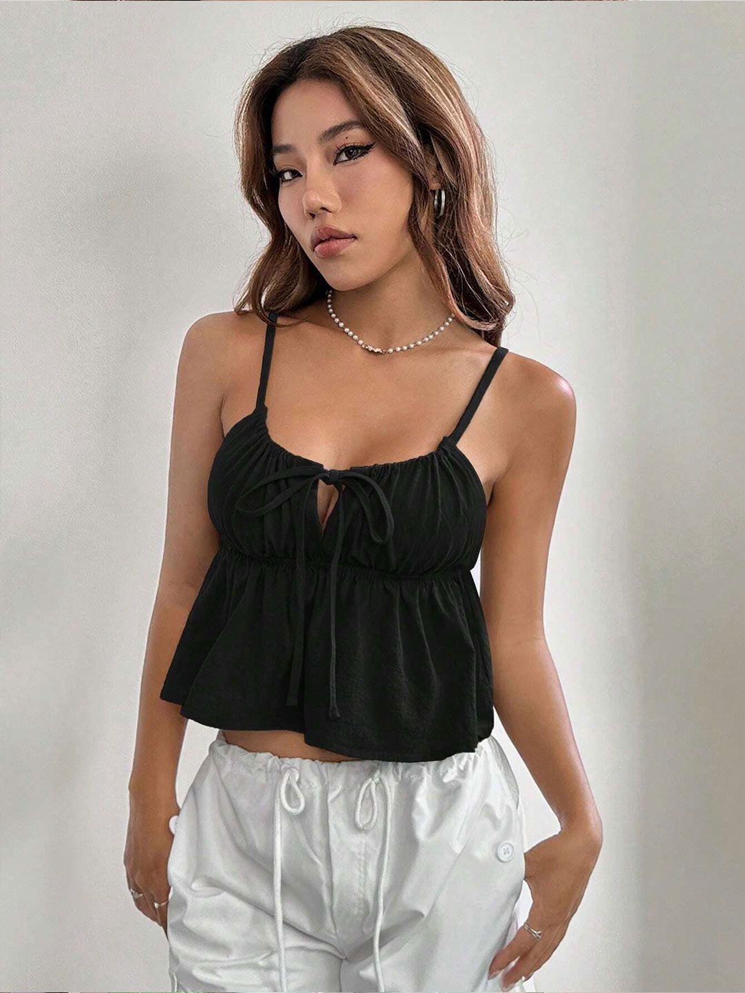 DressBerry Women Knitted Blouson Crop Top