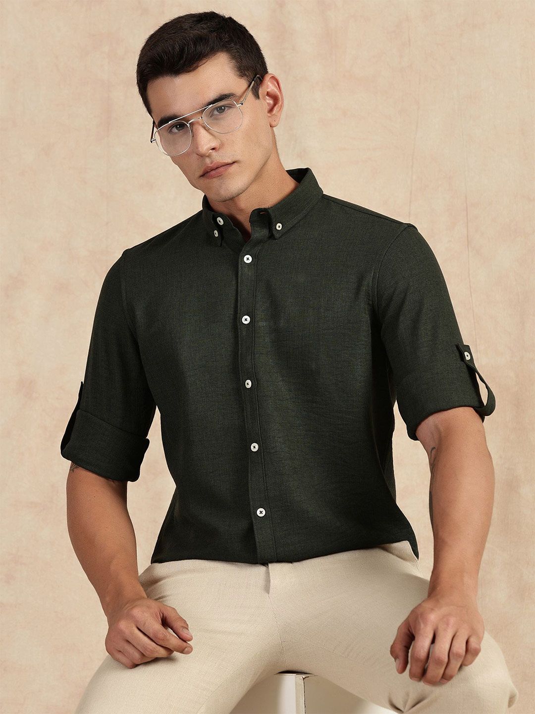 Thomas Scott Men Slim Fit Button-Down Collar Casual Shirt