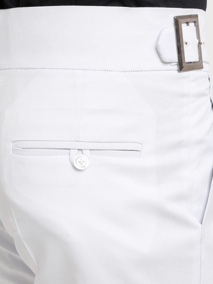 KLOTTHE Men White Slim Fit Mid-Rise Cotton Formal Gurkha Pants