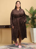KLOTTHE Women Plus Size Self Design Woollen Bath Robe With Belt
