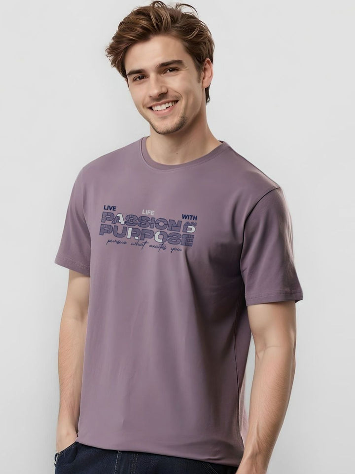 ADRO Typography Printed Round Neck Cotton T-shirt