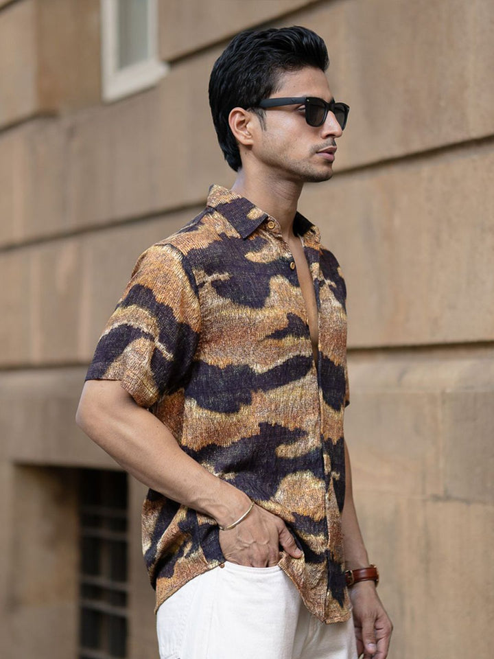 Powerlook Men Abstract Printed Spread Collar Casual Shirt