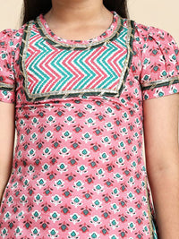 Cutiekins Girls Chevron Printed Cotton Ready to Wear Lehenga & Blouse With Dupatta