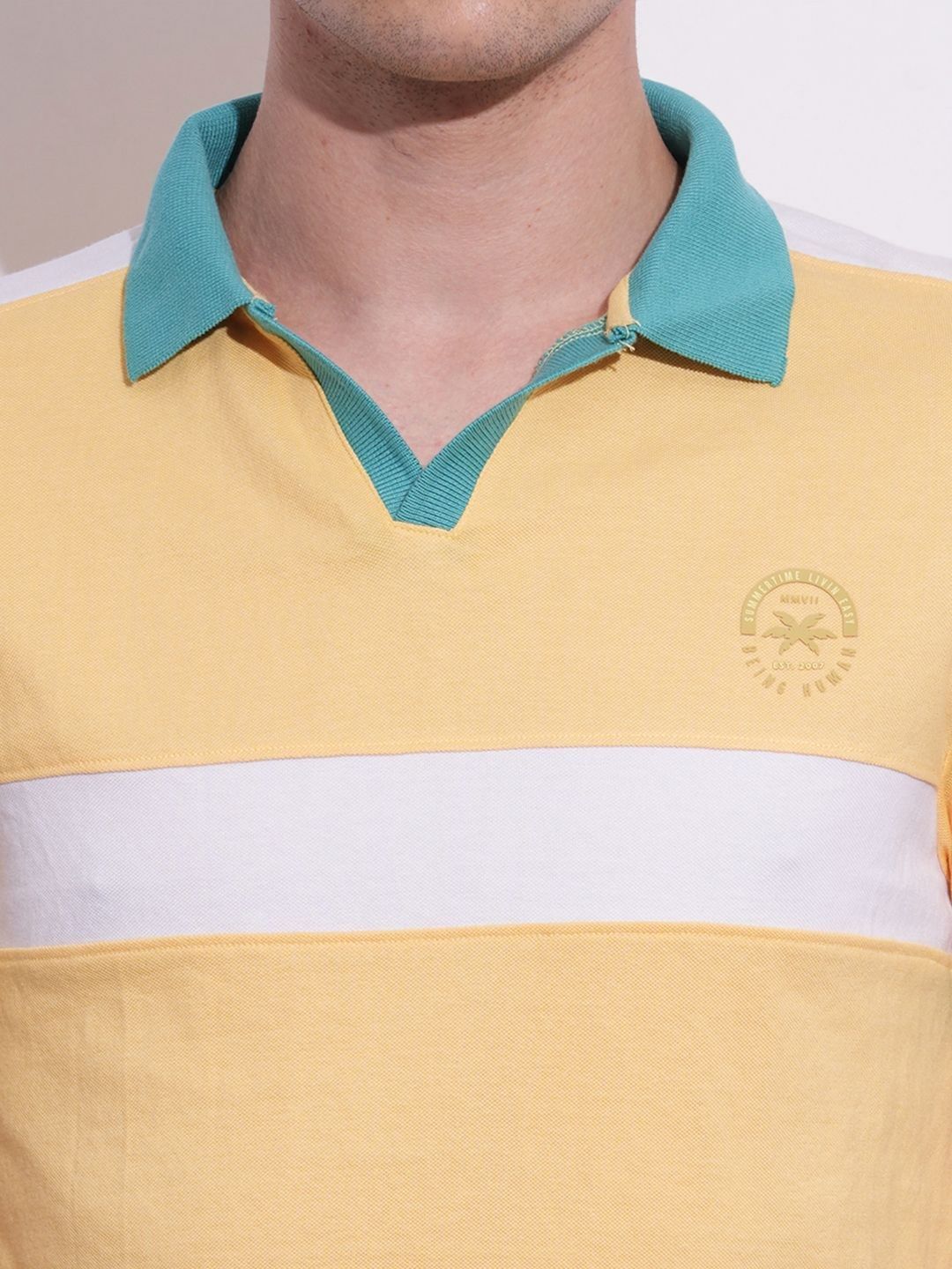 Being Human Men Colourblocked Polo Collar Cotton T-shirt