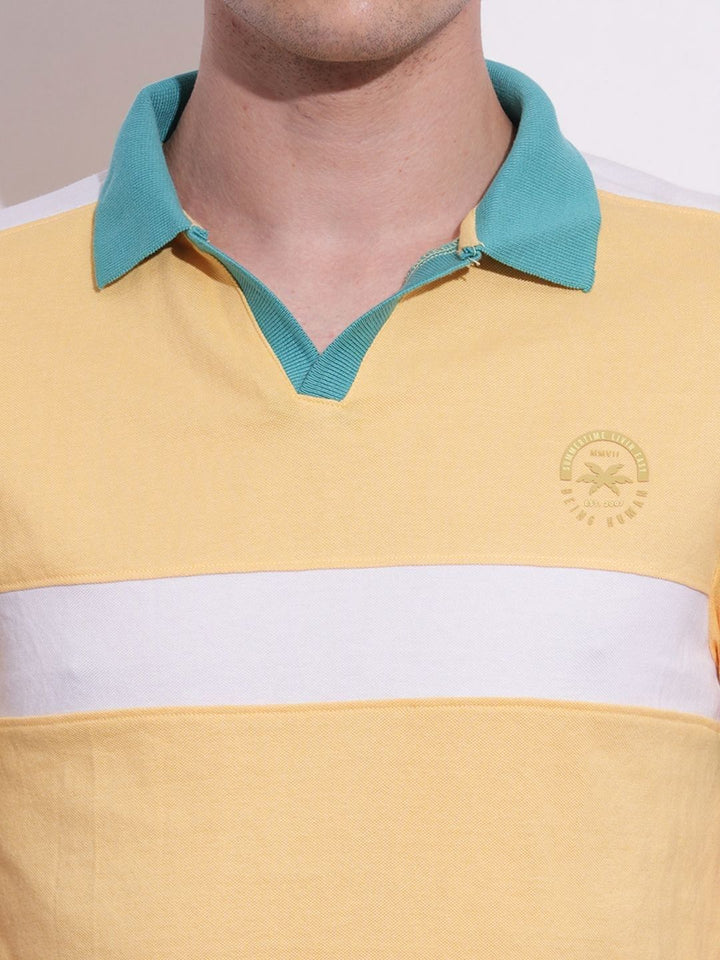 Being Human Men Colourblocked Polo Collar Cotton T-shirt