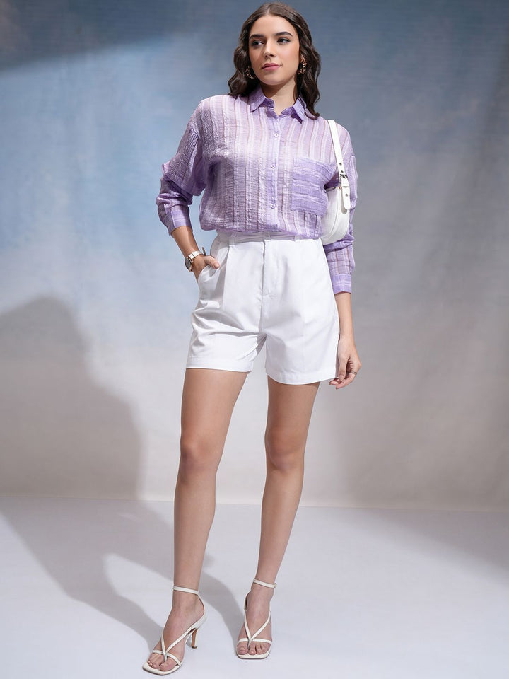 CHIC BY TOKYO TALKIES Women Horizontal Stripes Opaque Striped Casual Shirt