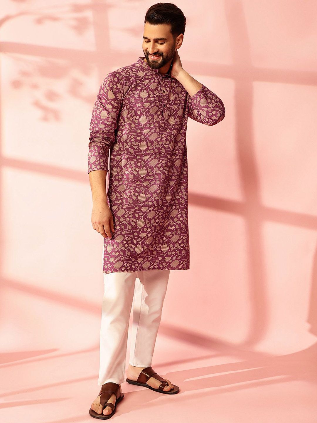 Anouk Men Floral Printed Regular Kurta with Pyjamas