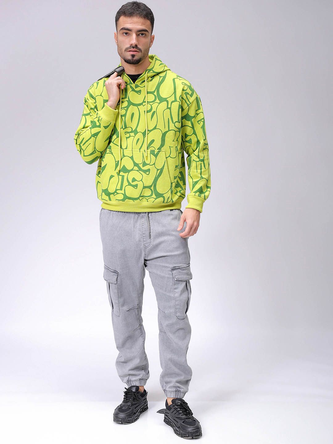 The Indian Garage Co Men Printed Hooded Sweatshirt
