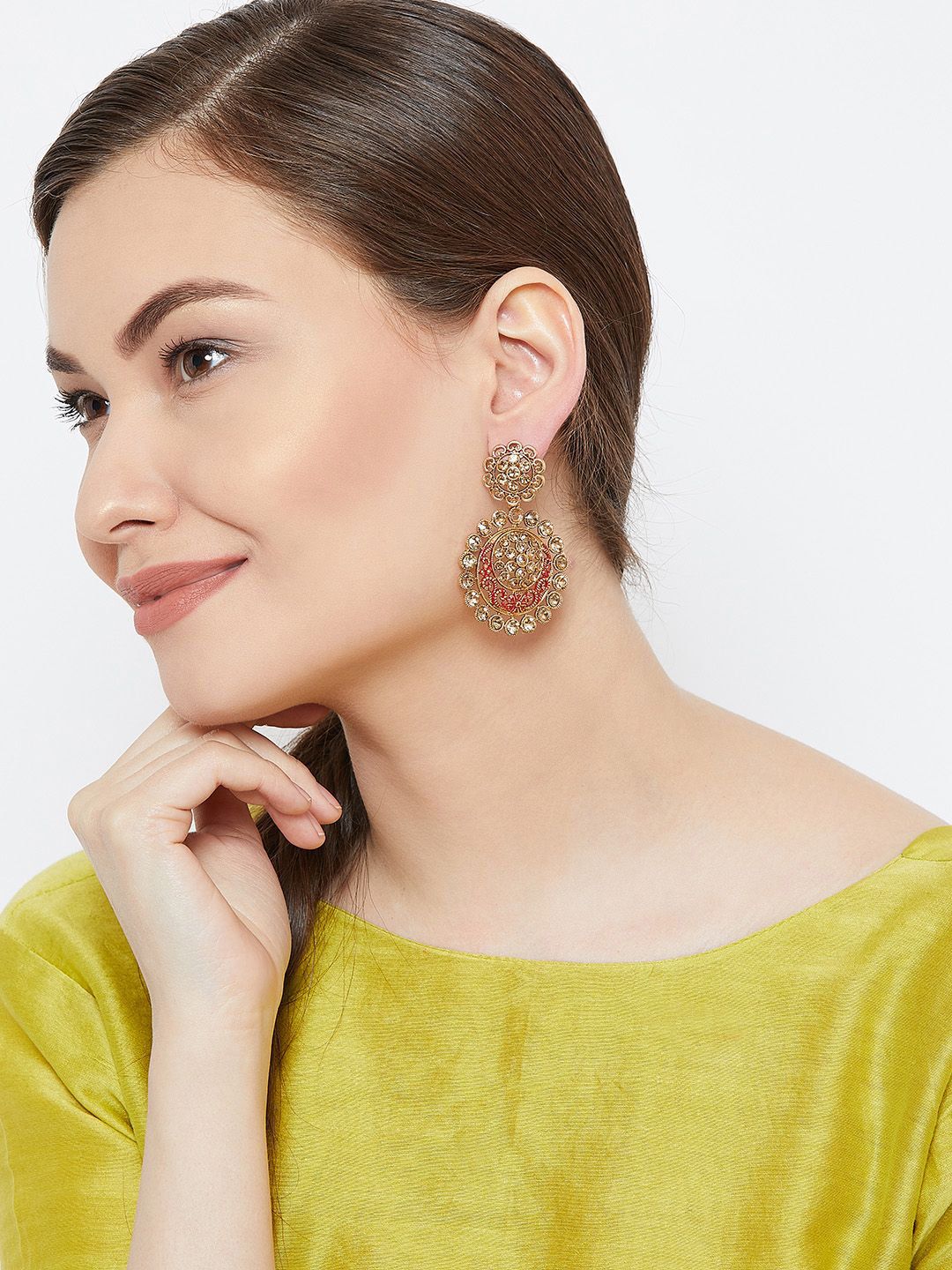 Anting-anting Jatuh Kontemporari Bersalut Emas Anouk Cubic Zirconia