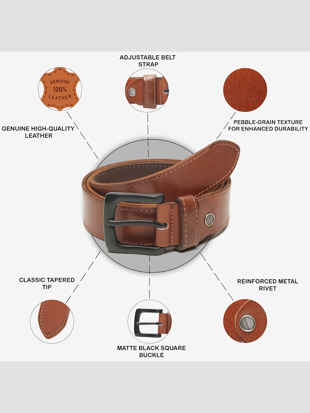 Teakwood Leathers Men Textured Leather Belt