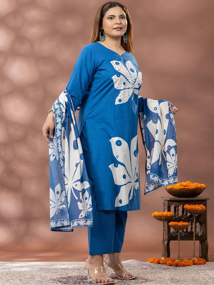 Kurta Bercetak Bunga Mamicha Wanita dengan Palazzos & Dupatta