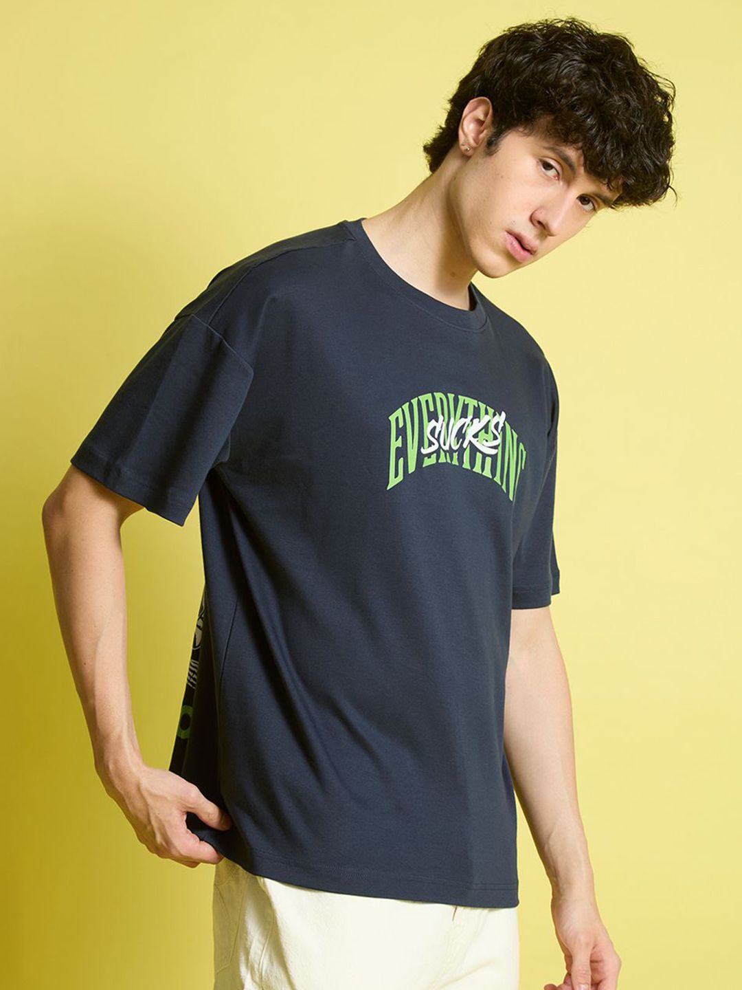 Bene Kleed Men Graphic Printed Round Neck Cotton Oversized T-shirt