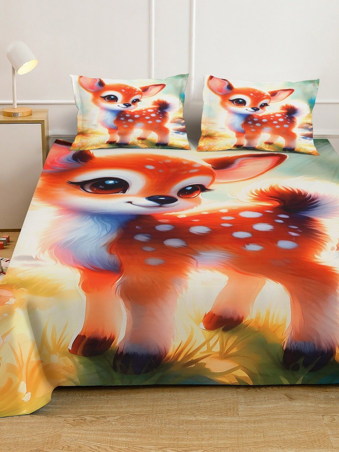 KLOTTHE Orange Animal Printed 400 TC King Superfine Bedsheets