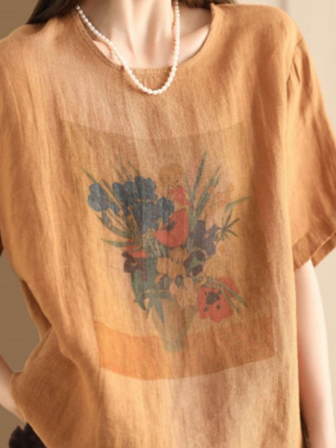DressBerry Women Printed V-Neck Extended Sleeves T-shirt