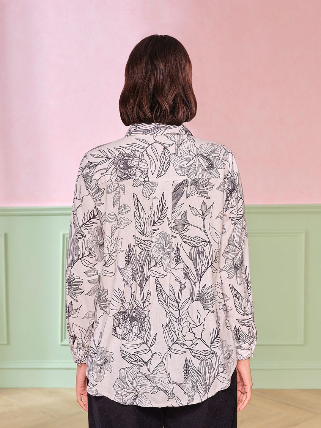 AND Floral Print Shirt Style Top