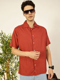 Thomas Scott Men Premium Cuban Collar Solid Oversized Casual Shirt