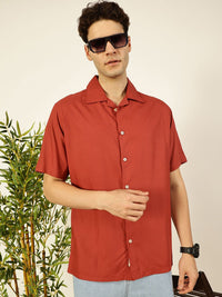 Thomas Scott Men Premium Cuban Collar Solid Oversized Casual Shirt