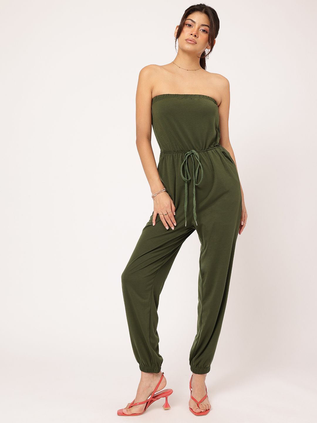 DressBerry Effortless Elegance Strapless Waist Tie-Up Bandeau Jumpsuit