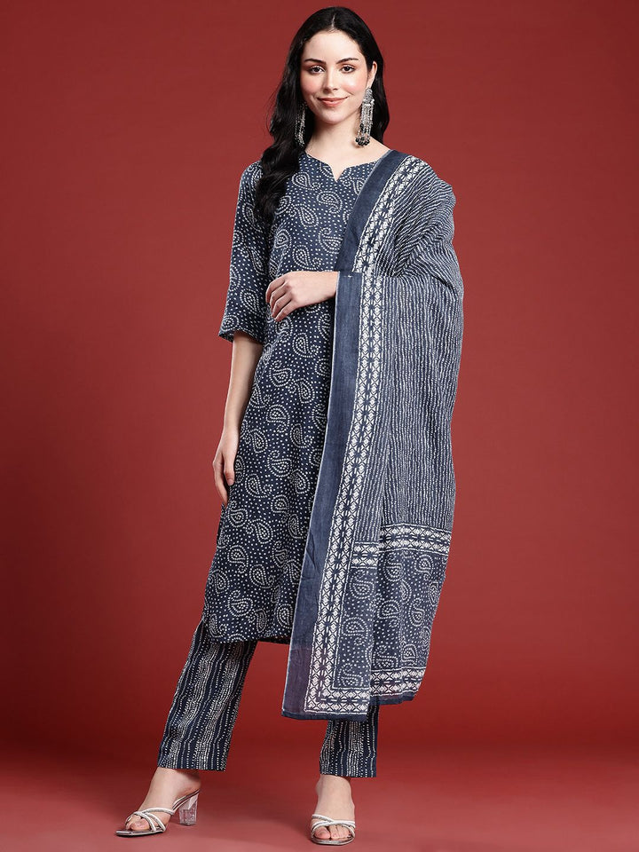 Anouk Bandhani Printed Pure Cotton Kurta with Trousers & Dupatta