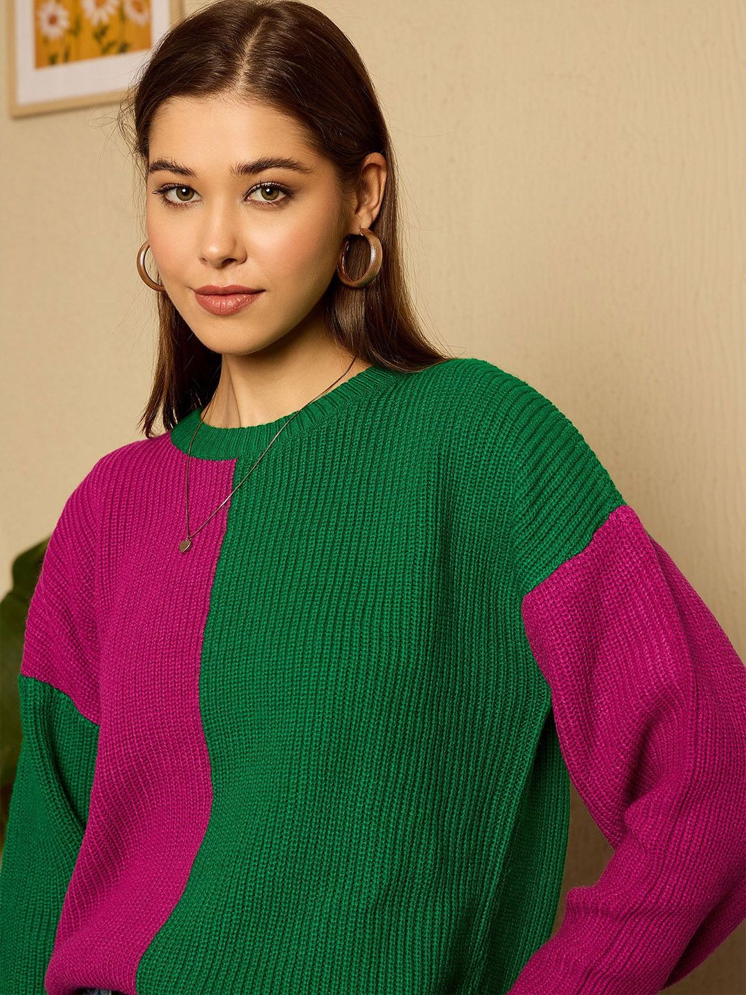 Berrylush Women Colourblocked Pullover Sweater