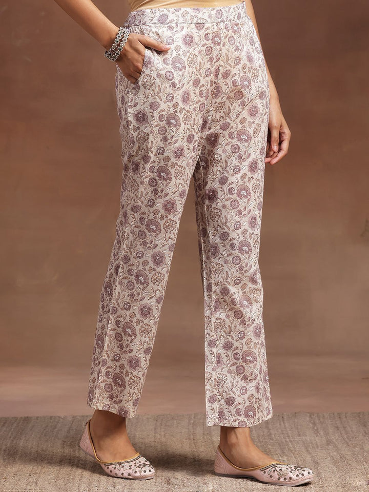 Libas Floral Printed Pleated Pure Cotton Kurta with Trousers & Dupatta
