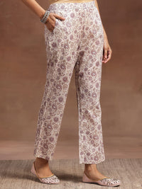 Libas Floral Printed Pleated Pure Cotton Kurta with Trousers & Dupatta
