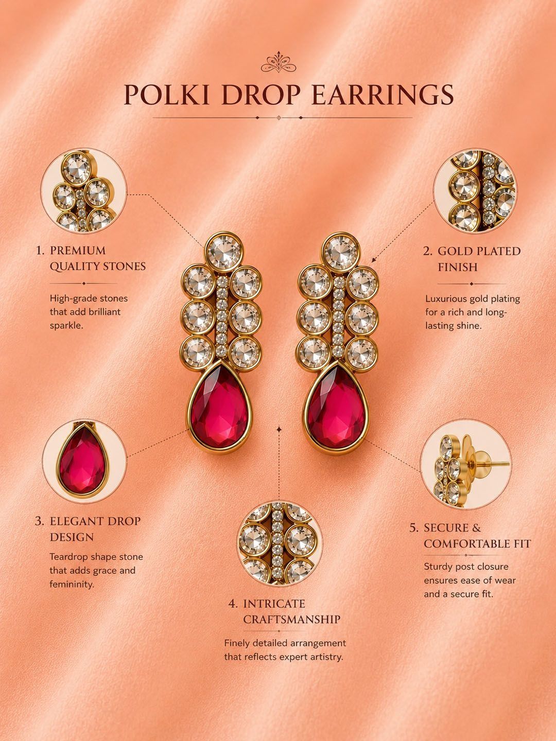 PANASH Teardrop Shaped Drop Earrings