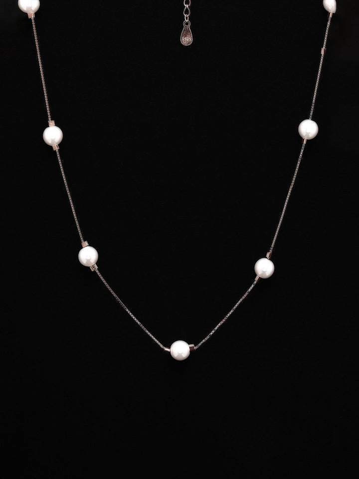 PANASH 925 Sterling Silver Rose Kalung Mutiara Shell Saduran Emas