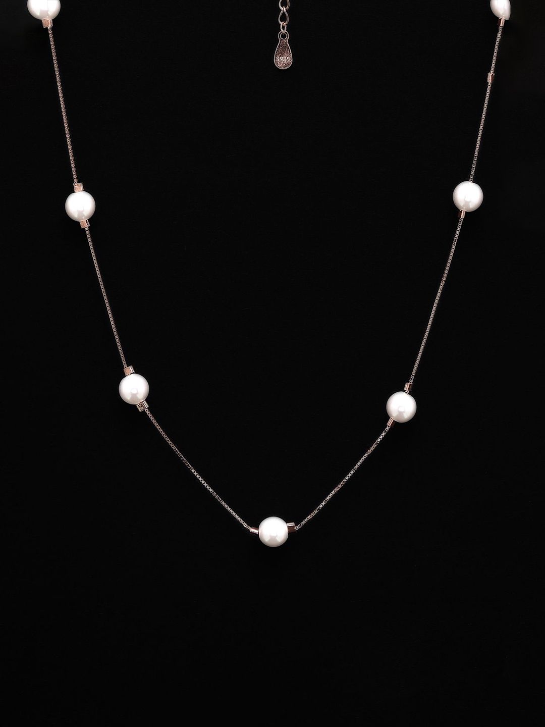 PANASH 925 Sterling Silver Rose Kalung Mutiara Shell Saduran Emas