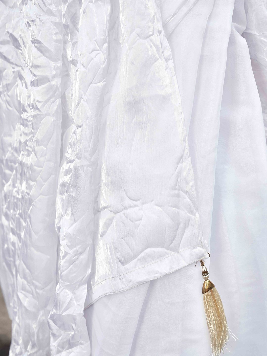 Tikhi Imli Crushed Pallu Half and Half Organza Saree