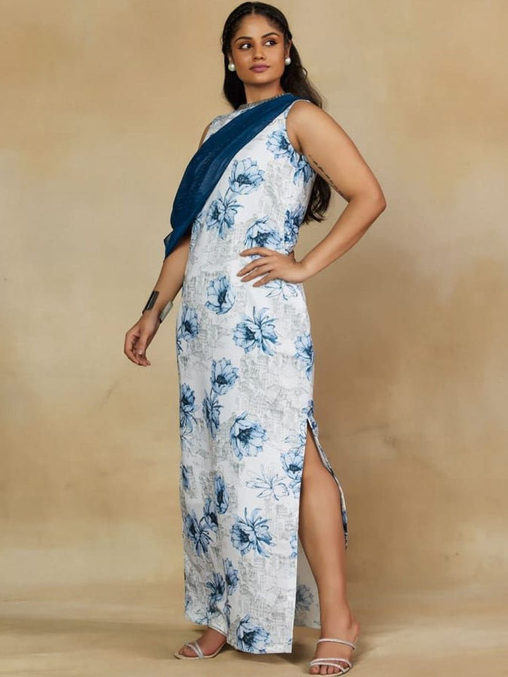 Mamicha Floral Print Satin Maxi Dress