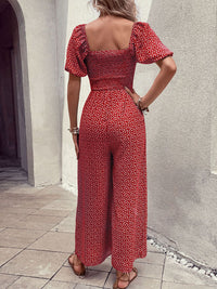 DressBerry Smocked Floral Printed Basic Jumpsuit
