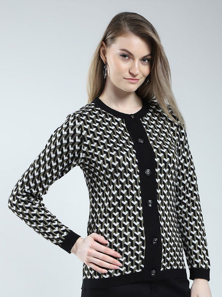 Monte Carlo Women Checked Woollen Cardigan