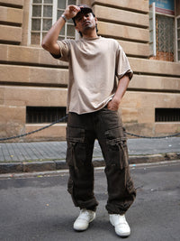 Powerlook Men Solid Loose Fit Cargos Trousers