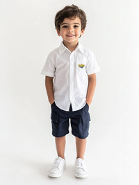 Nauti Nati Boys Printed Short Sleeves Pure Cotton Shirt With Shorts