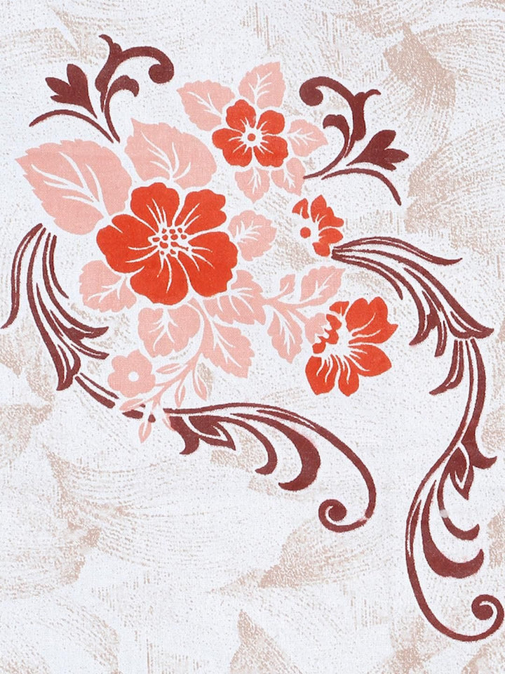 KLOTTHE Orange Floral Cotton Single Bedsheets