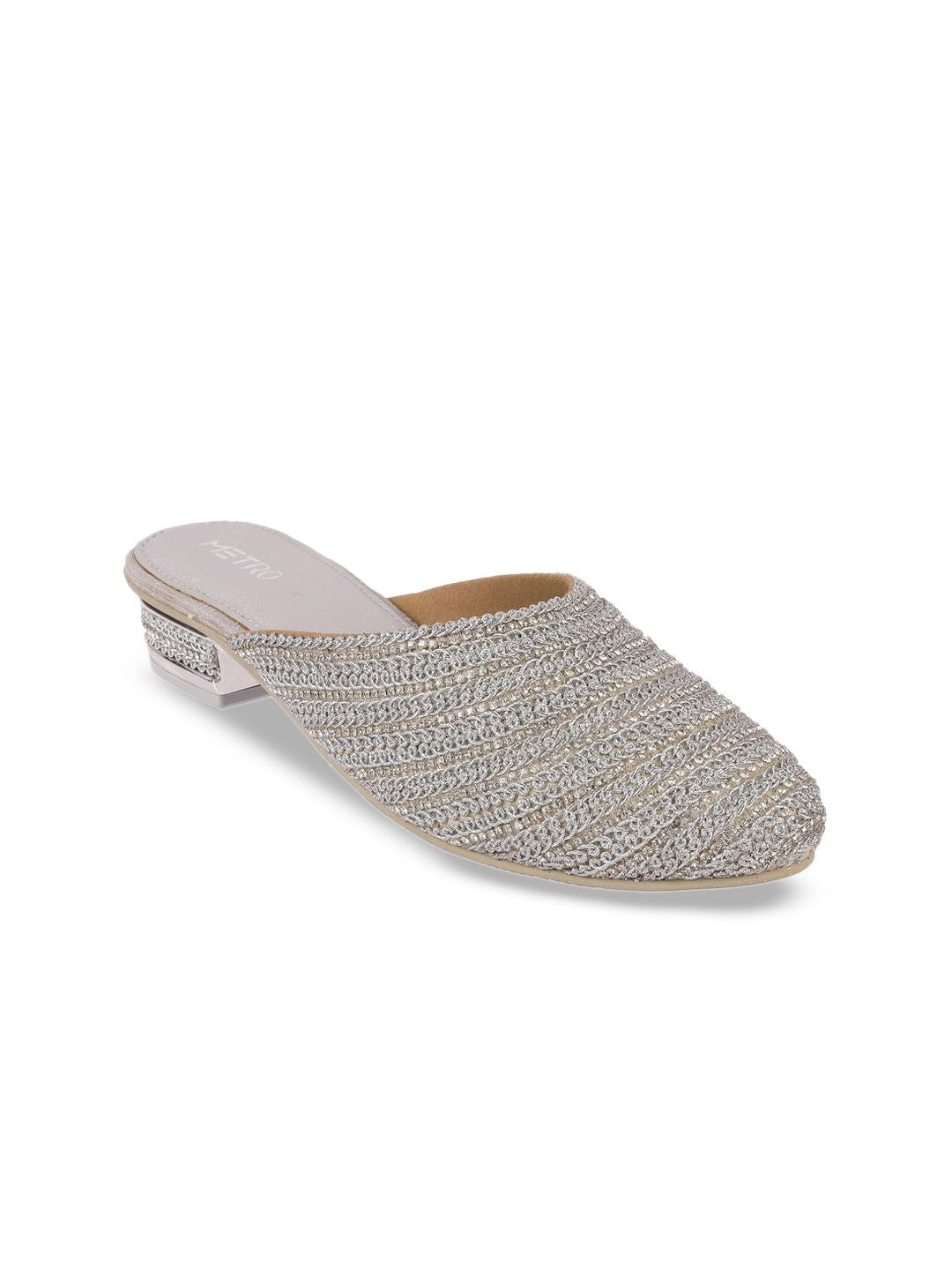 Metro Women Round Toe Block Mules Heels