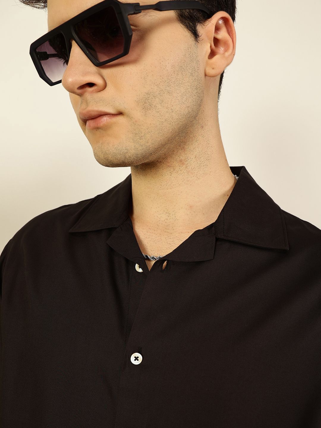 Thomas Scott Men Premium Cuban Collar Solid Oversized Casual Shirt