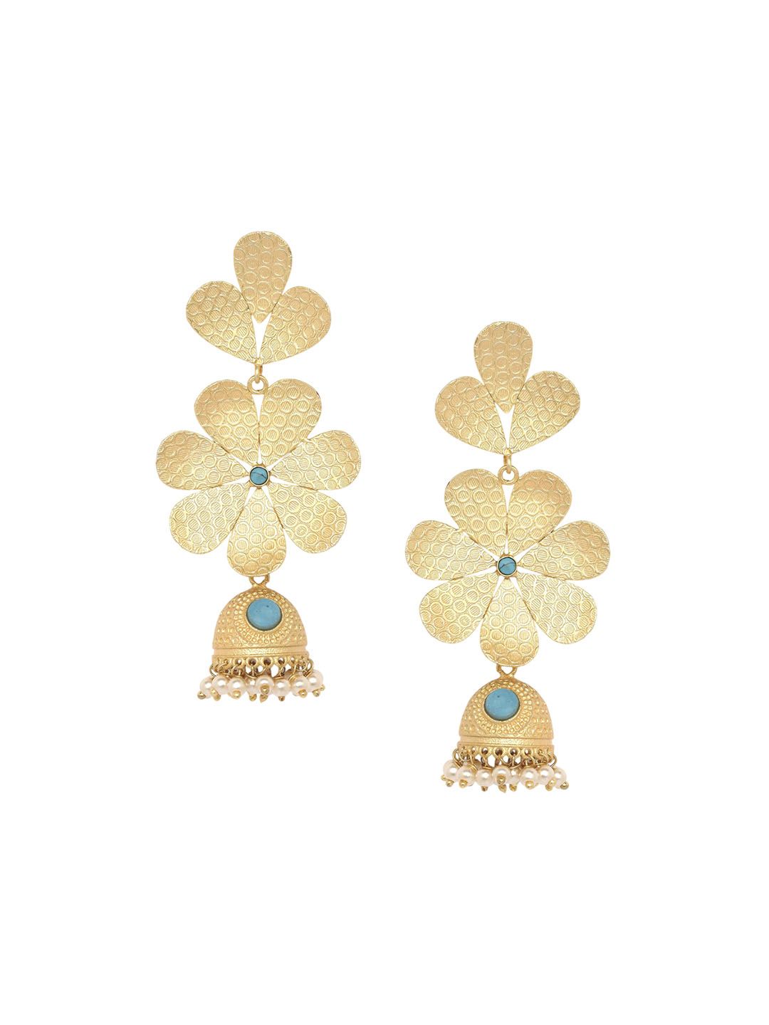 Anouk Gold-Plated Pearls Beaded Contemporary Drop Earrings