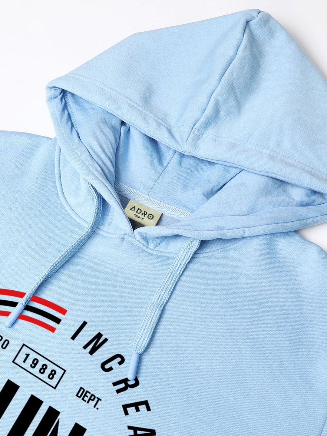 ADRO Men Typography Printed Hood Cotton Pullover Sweatshirt