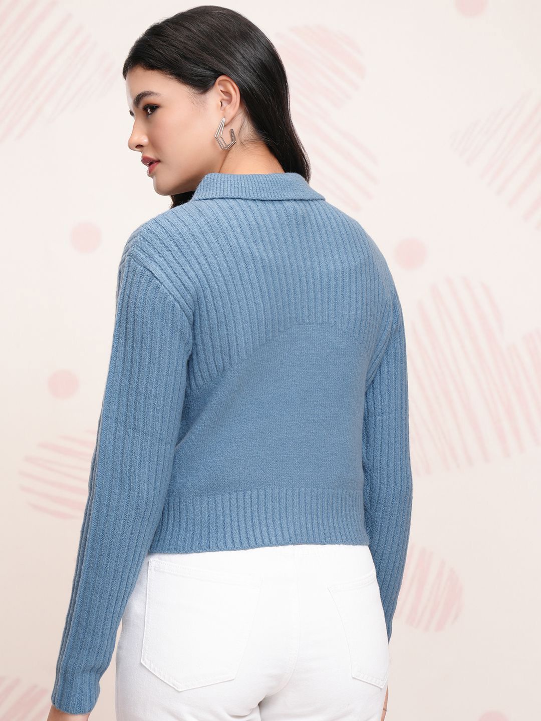 ESPYR By Tokyo Talkies Women Cable Knit with Zip Detail Detail