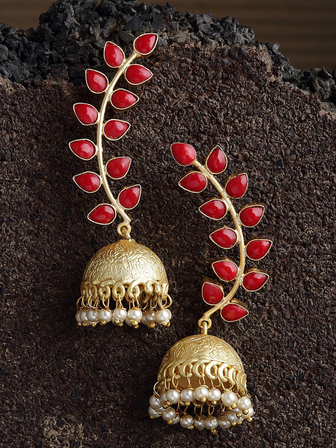 Anouk Gold-Plated Contemporary Dome-Shaped Jhumkas