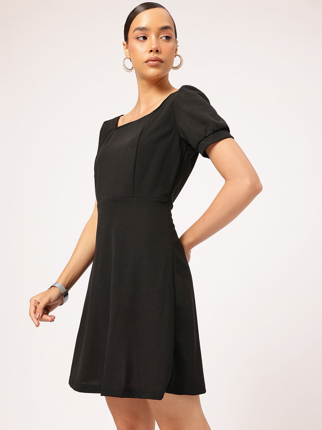 DressBerry Puff Sleeve Fit & Flare Dress