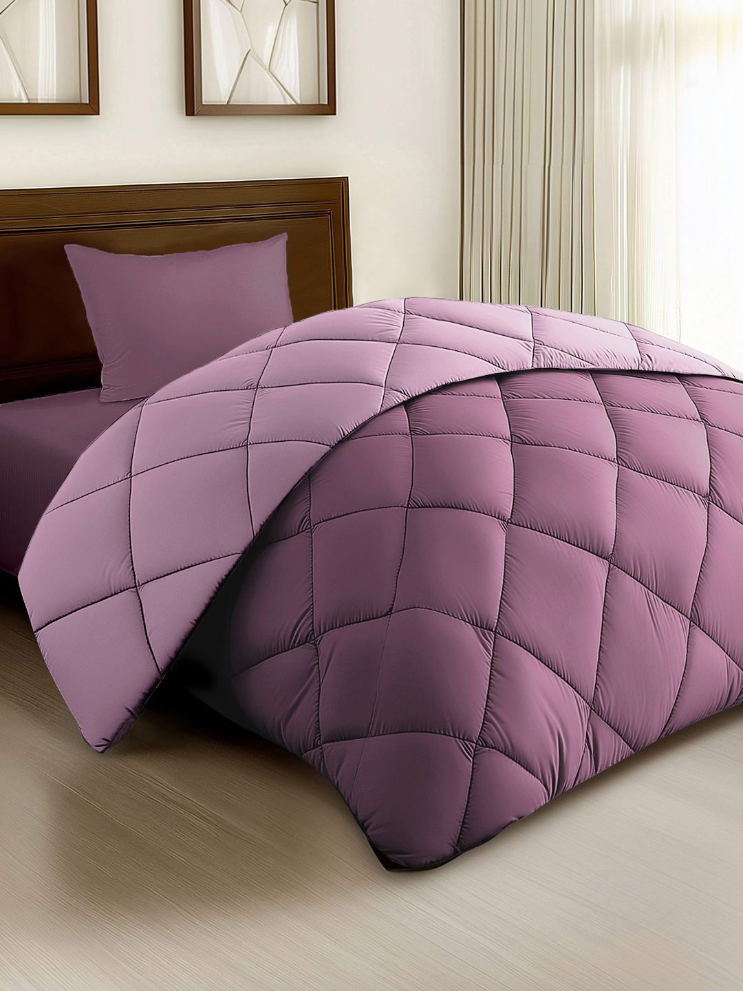 Story@home Purple & Pink Solid Reversible 240 GSM Heavy Winter Single Bed Comforter