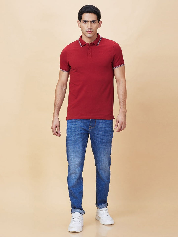 Being Human Men Solid Polo Collar Cotton T-shirt