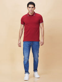 Being Human Men Solid Polo Collar Cotton T-shirt