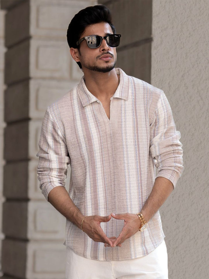 Powerlook Men Striped Polo Collar T-shirt