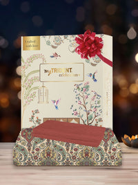 TRIDENT Feza Beige Celebration Flat 144TC Queen Pure Cotton Bedsheet Set