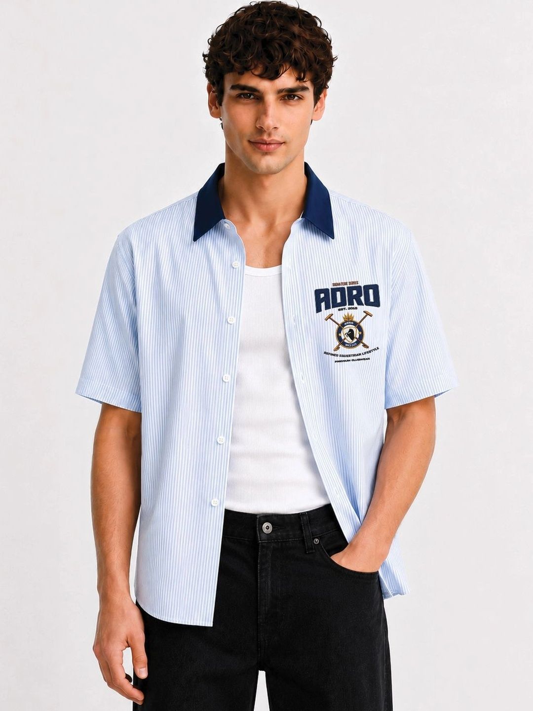 ADRO Men Relaxed Striped Casual Shirt